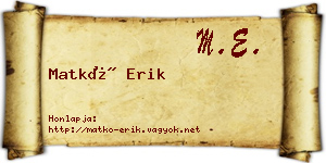 Matkó Erik névjegykártya